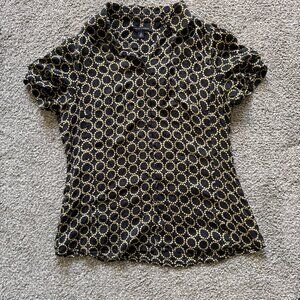 Banana Republic 100% Silk Blouse | Black with Pattern